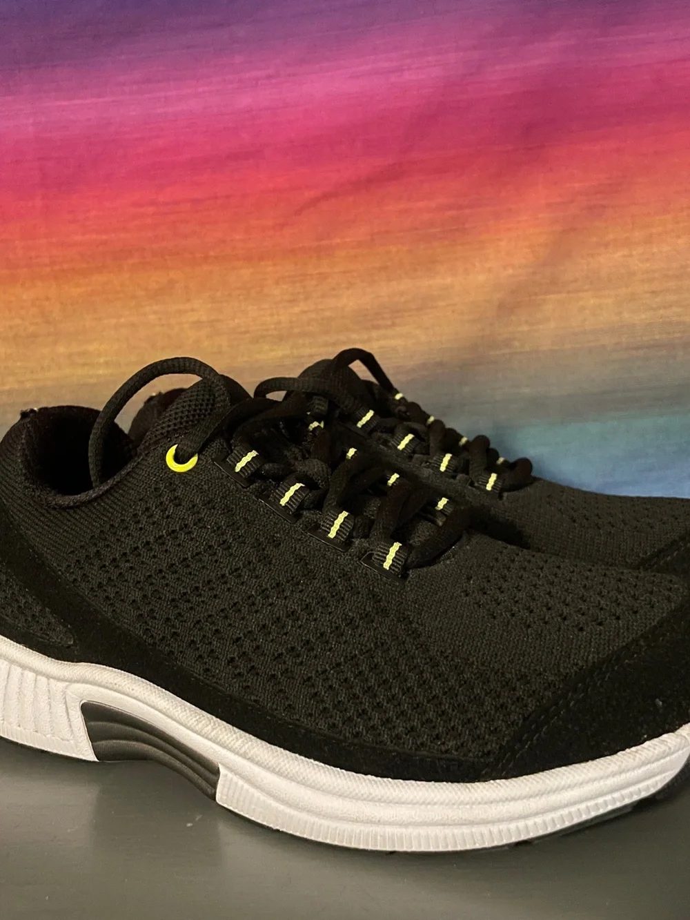 Orthofeet Coral Black Knit Walking Shoes Orthopedic Arch Support Women 5.5
